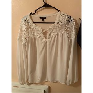 Express Crochet Tie Front Blouse